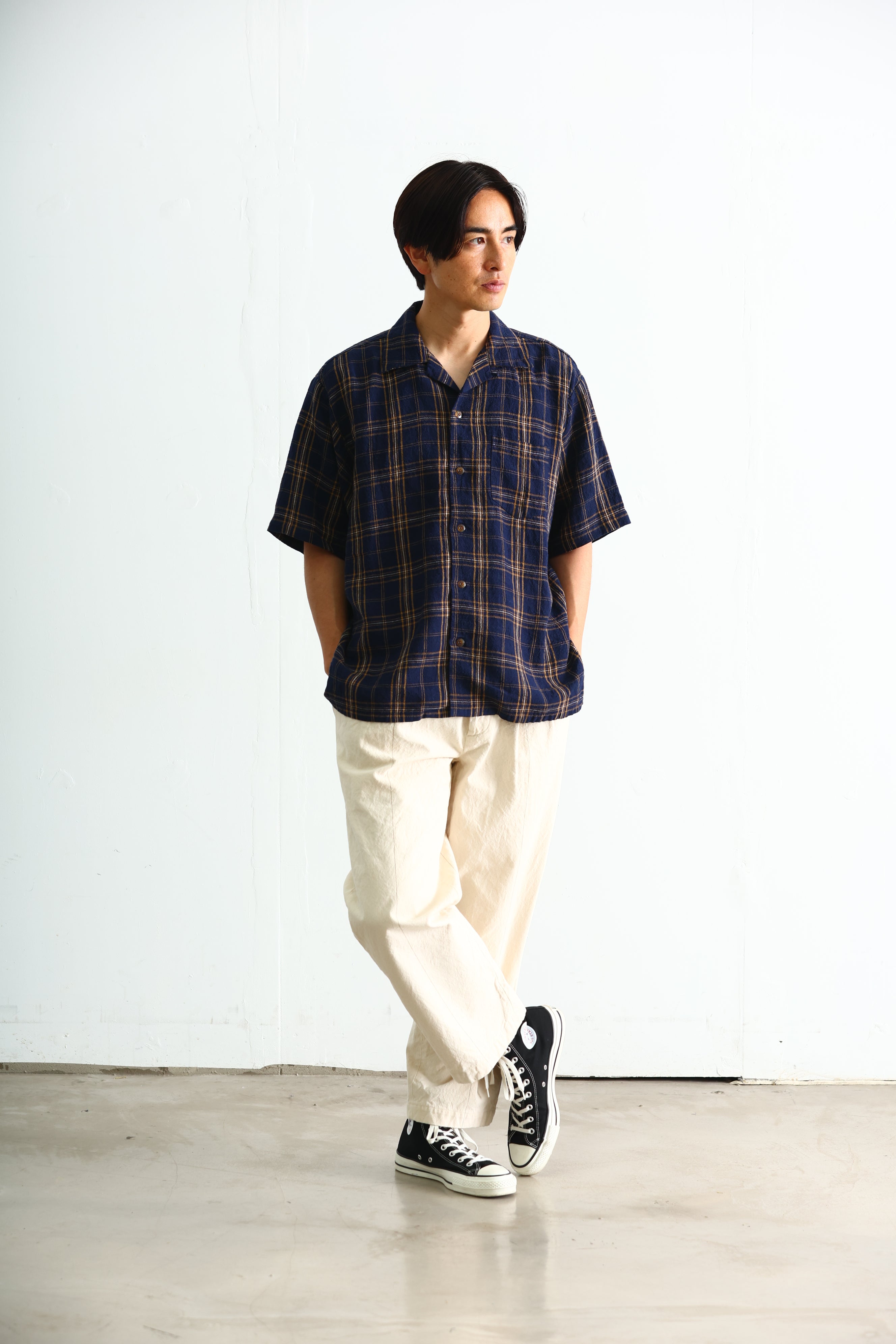 トップス 80s 90s EURO linen open collar shirt ITA LINEN OPEN COLLAR SHIRT - 2 | SEUVAS