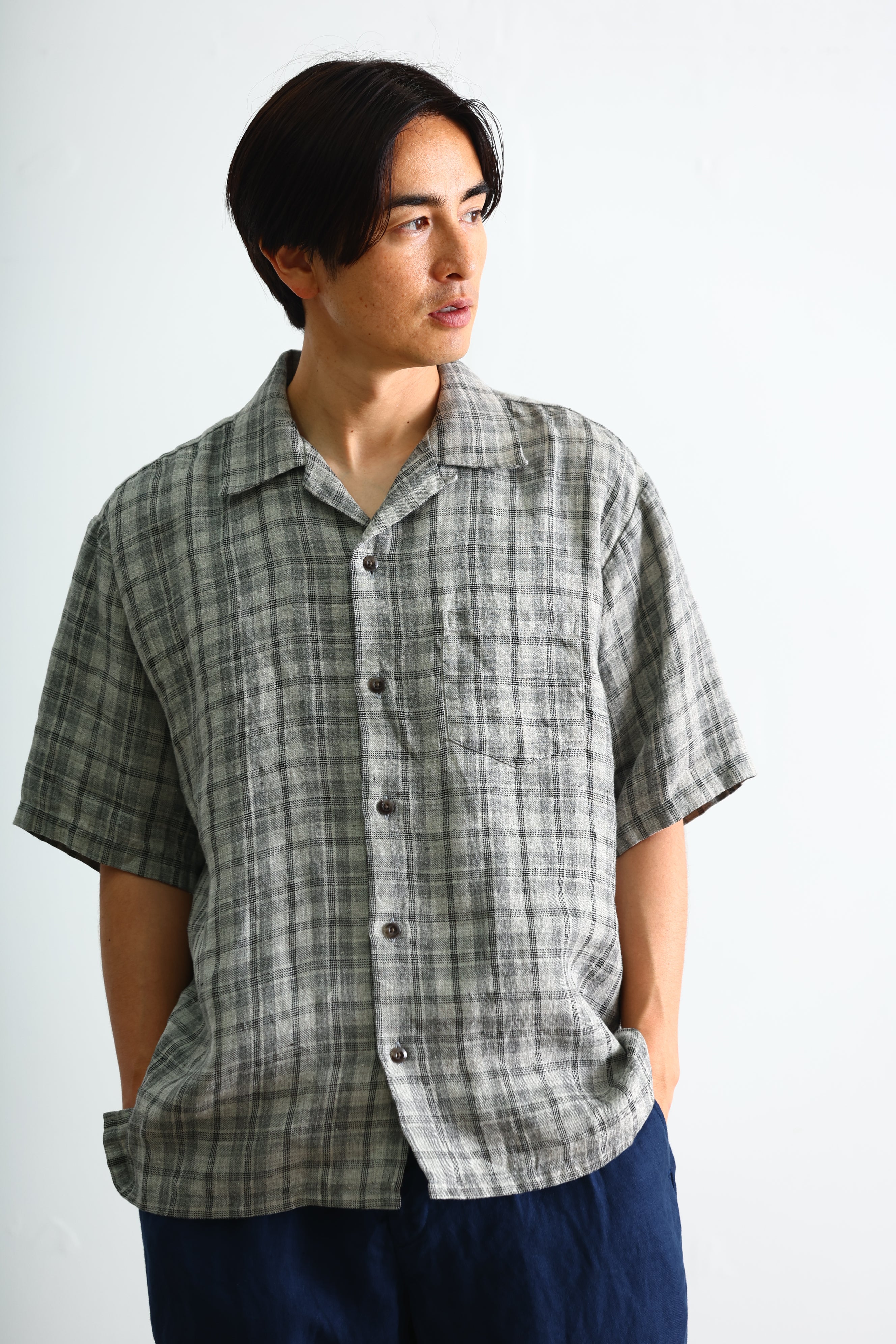 Noir Fr(ノアファー)Kesa open collar shirt Noir Fr(ノアファー)Kesa open collar shirt - メルカリ