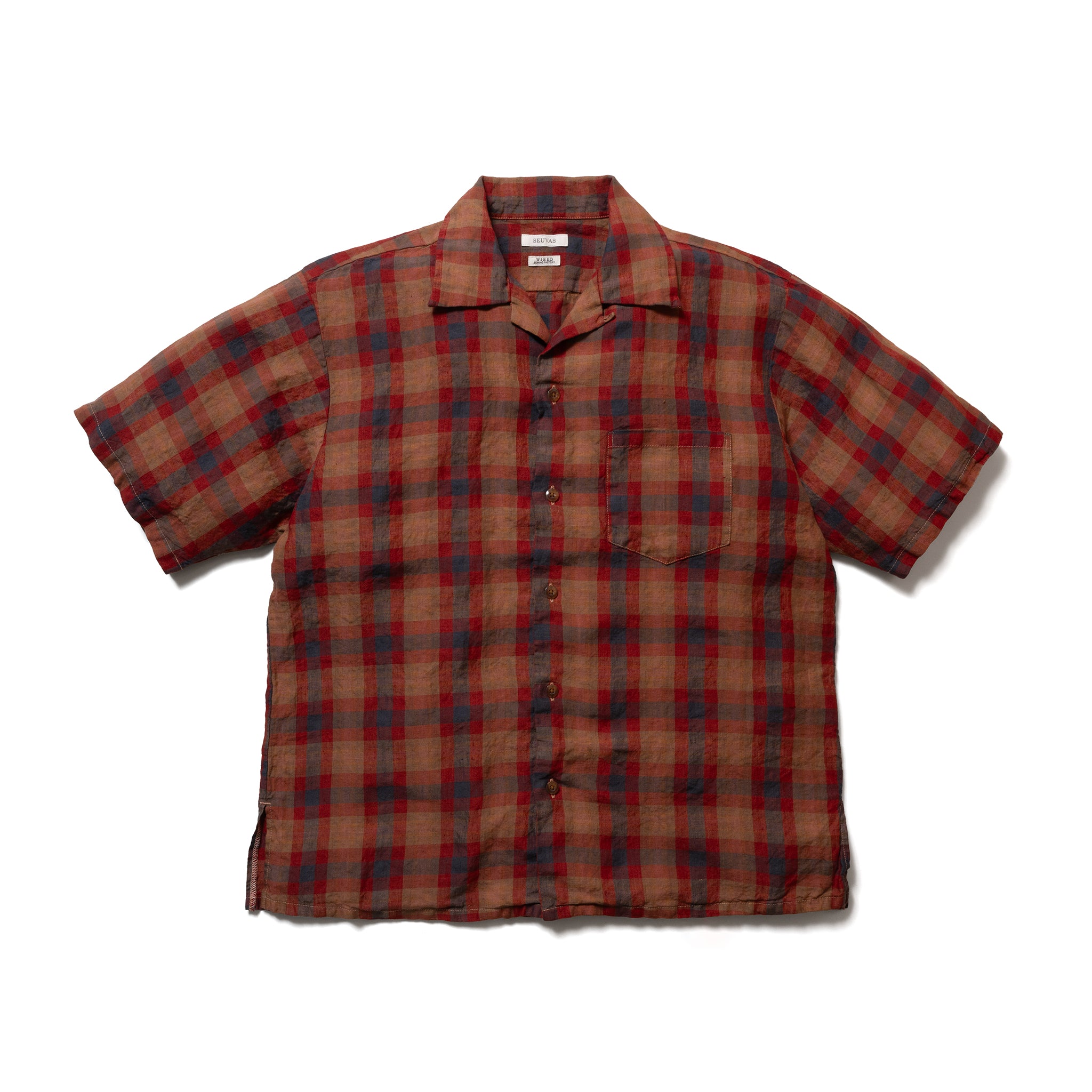 LINEN OPEN COLLAR SHIRT (OVER DYED) – SEUVAS