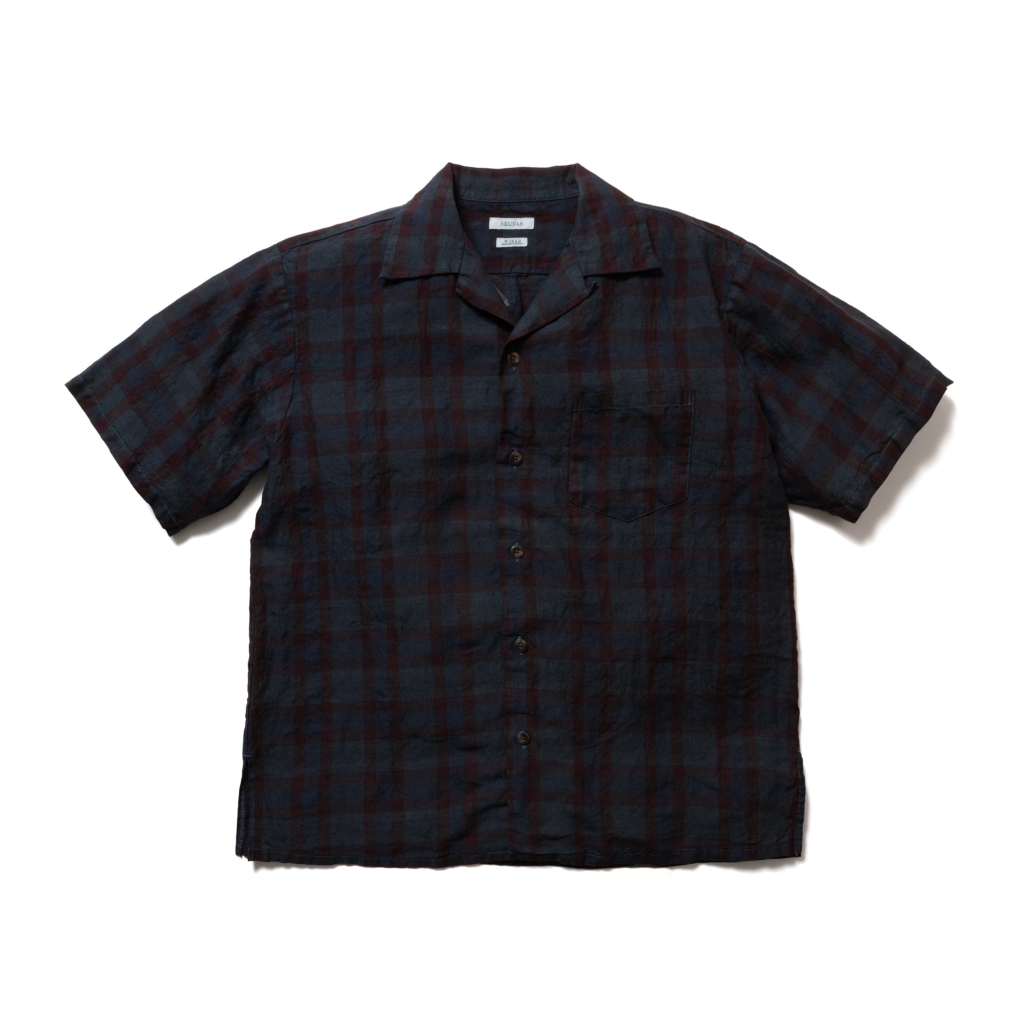 LINEN OPEN COLLAR SHIRT (OVER DYED) – SEUVAS